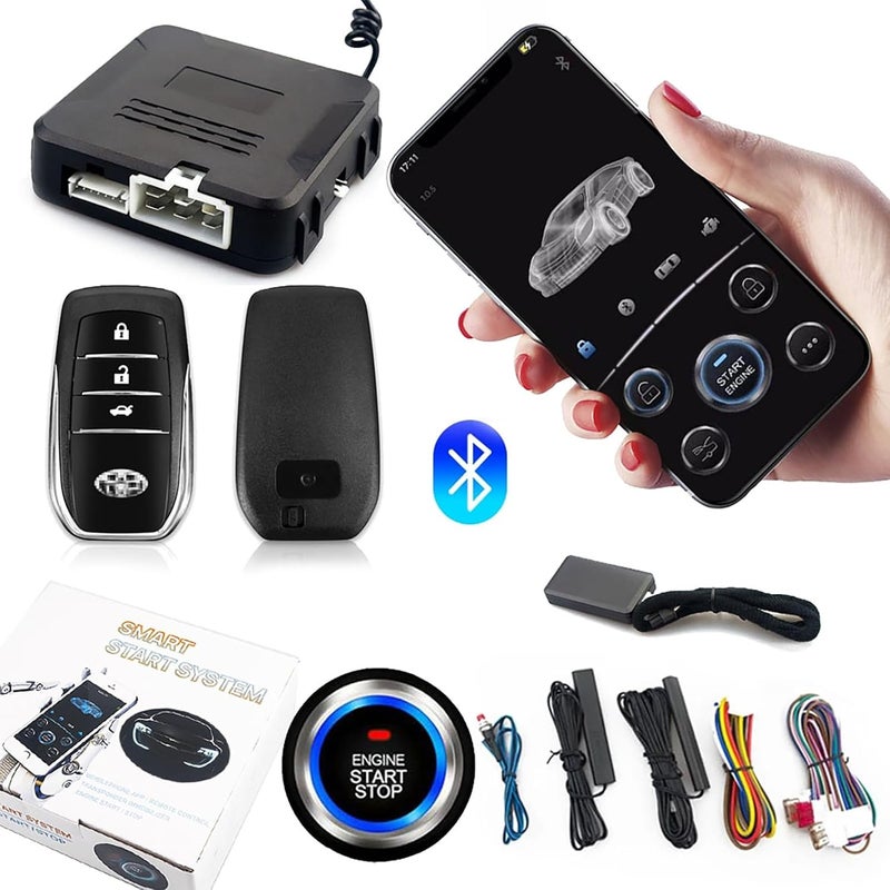 CHADWICK Car Remote Start Stop Kit, 12V One-Key Engine Start Anti-Theft System, PKE Passive Keyless Entry with Push Button, Bluetooth Mobile Phone APP Control, Professional Installation Needed - Image 1